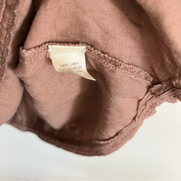 J. Jill Linen Dress Embroidered, Soft Neutral Brown With Pockets Womens Size 12 - Picture 6 of 6